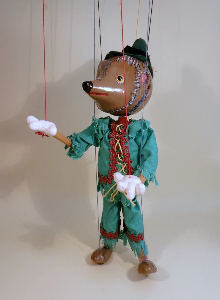 Hedgehog as Robin Hood Marionette Pelham Puppets, England, c. late 1960s
